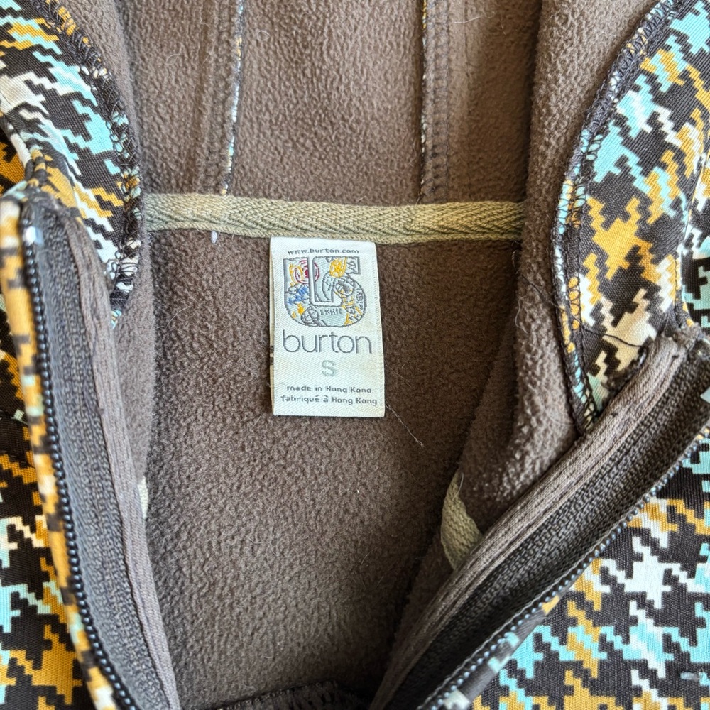 Burton Houndstooth Brown & Teal Full Zip Fleece Lined Jacket Womens Small - Picture 5 of 10